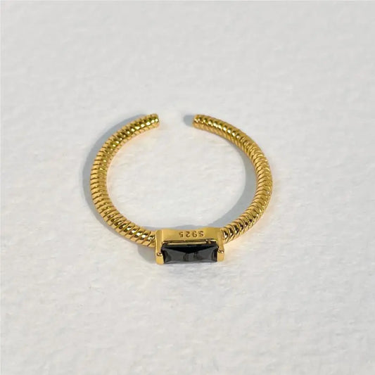 Black Zircon Square Ring