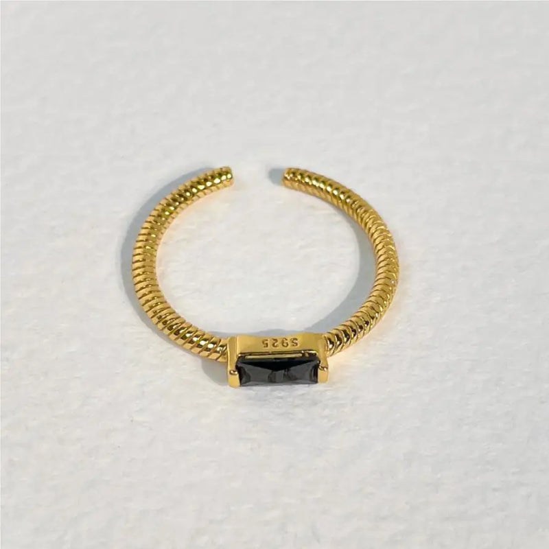 Black Zircon Square Ring